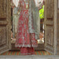 Coral and Mint Embroidered Anarkali Style Palazzo