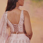 Peachy Pink Embroidered Georgette Lehenga