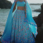 Light Blue Floral Printed Lehenga