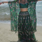 Bottle Green Floral Printed Crop Sharara Set