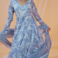 Dusty Periwinkle White Floral Printed Anarkali