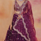 Deep Purple Embroidered Georgette Lehenga