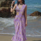 Lavender Floral Printed Saree