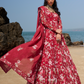 Deep Red Floral Printed Anarkali