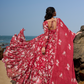 Deep Red Floral Printed Anarkali