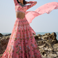 Peach Floral Printed Lehenga