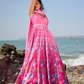 Pink Floral Printed Anarkali