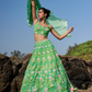Green Floral Printed Lehenga