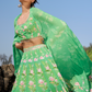 Green Floral Printed Lehenga