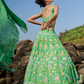 Green Floral Printed Lehenga