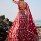 Deep Red Floral Printed Lehenga