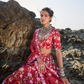 Deep Red Floral Printed Lehenga