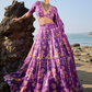 Purple Floral Printed Lehenga