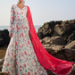 Off White Floral Printed Anarkali