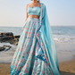 Light Blue Floral Printed Lehenga