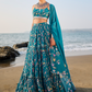 Teal Floral Printed Lehenga
