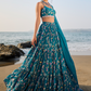 Teal Floral Printed Lehenga