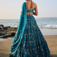 Teal Floral Printed Lehenga