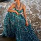 Teal Floral Printed Lehenga