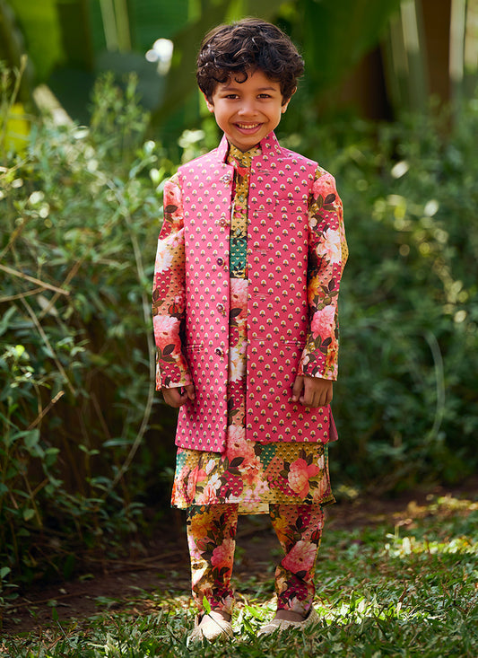 Kids Multi Floral Printed Kurta Set