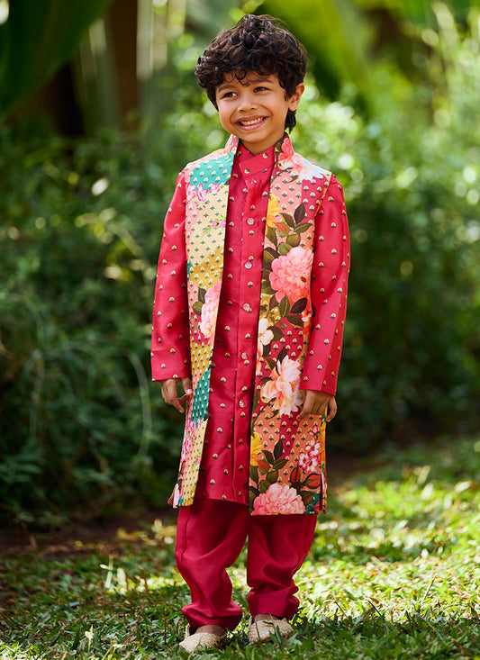 Kids Multi Floral Printed Kurta Set