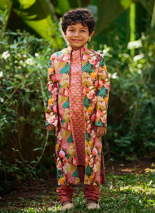 Kids Multi Floral Printed Kurta Set