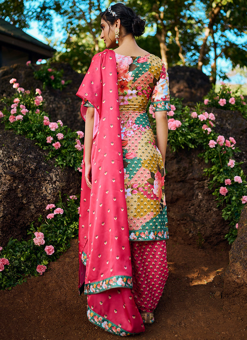 Multi Floral Printed Punjabi Suit