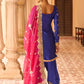 Royal Blue Satin Punjabi Suit