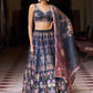Black Printed Organza Lehenga
