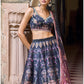 Black Printed Organza Lehenga