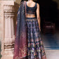 Black Printed Organza Lehenga