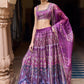 Purple Printed Organza Lehenga