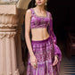 Purple Printed Organza Lehenga