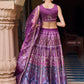 Purple Printed Organza Lehenga