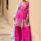 Hot Pink and Mint Georgette Gharara Suit