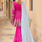 Hot Pink and Mint Georgette Gharara Suit