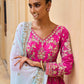 Hot Pink and Mint Georgette Gharara Suit