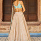 Golden Beige and Dusty Teal Embroidered Lehenga