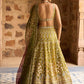 Mehendi Green Multicolor Net Lehenga