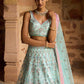 Mint and Hot Pink Embroidered Net Lehenga