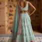 Mint and Hot Pink Embroidered Net Lehenga