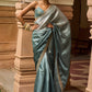 Multicolor Green Satin Organza Saree