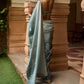 Multicolor Green Satin Organza Saree
