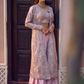 Lilac Embroidered Crop Jacket Set