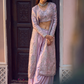 Lilac Embroidered Crop Jacket Set