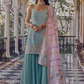 Light Blue Embroidered Sharara Suit