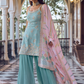 Light Blue Embroidered Sharara Suit