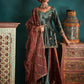 Teal Multicolor Embroidered Velvet Sharara