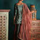 Teal Multicolor Embroidered Velvet Sharara