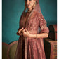 Dusty Mauve and Gold Embroidered Velvet Lehenga
